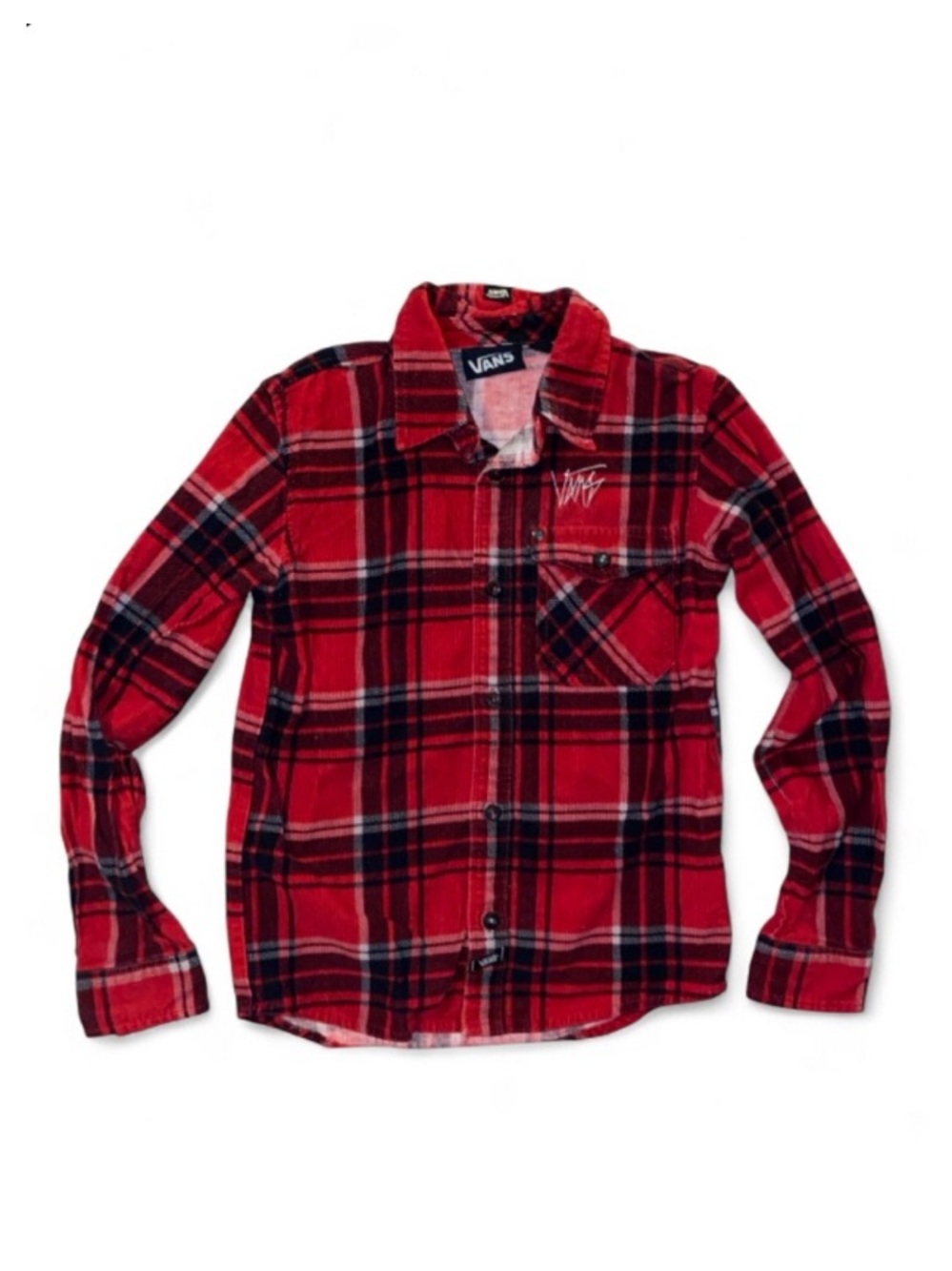 Vans Red and Black Plaid Button-Down Shirt